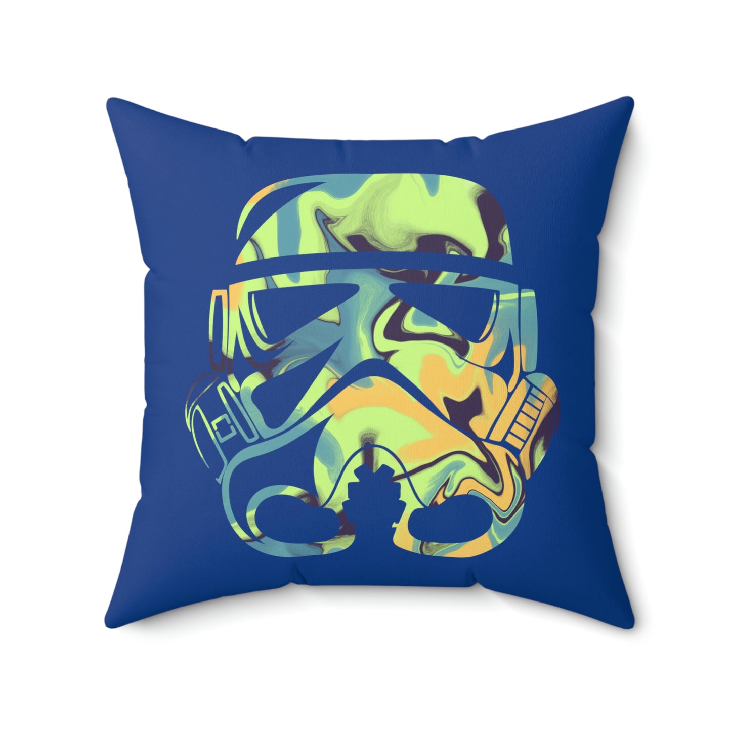 Spun Polyester Square Pillow Case ”Storm Trooper 13 on Dark Blue”