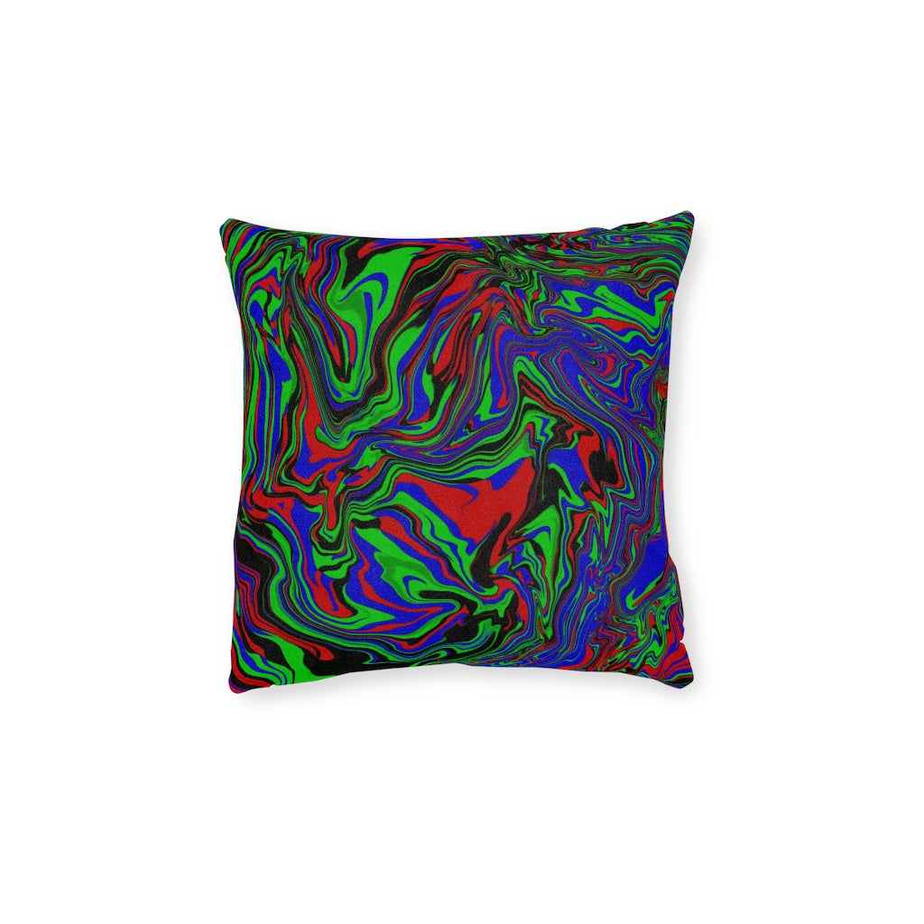 Square Pillow - Pink Back  "Psycho Fluid"
