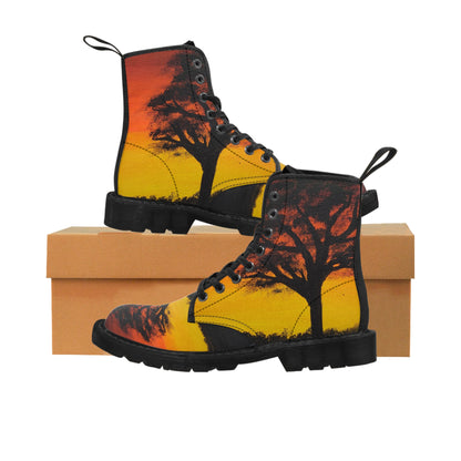 Men's Canvas Boots  "Shadow Tree Sunset"
