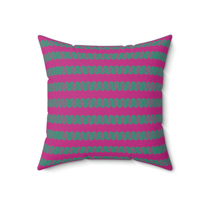 Spun Polyester Square Pillow Case “Snake Line on Pink”