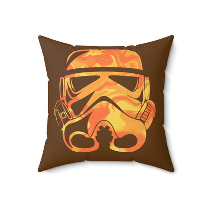 Spun Polyester Square Pillow Case ”Storm Trooper 3 on Brown”