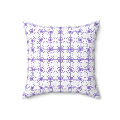 Spun Polyester Square Pillow Case “Purple Flower on White”