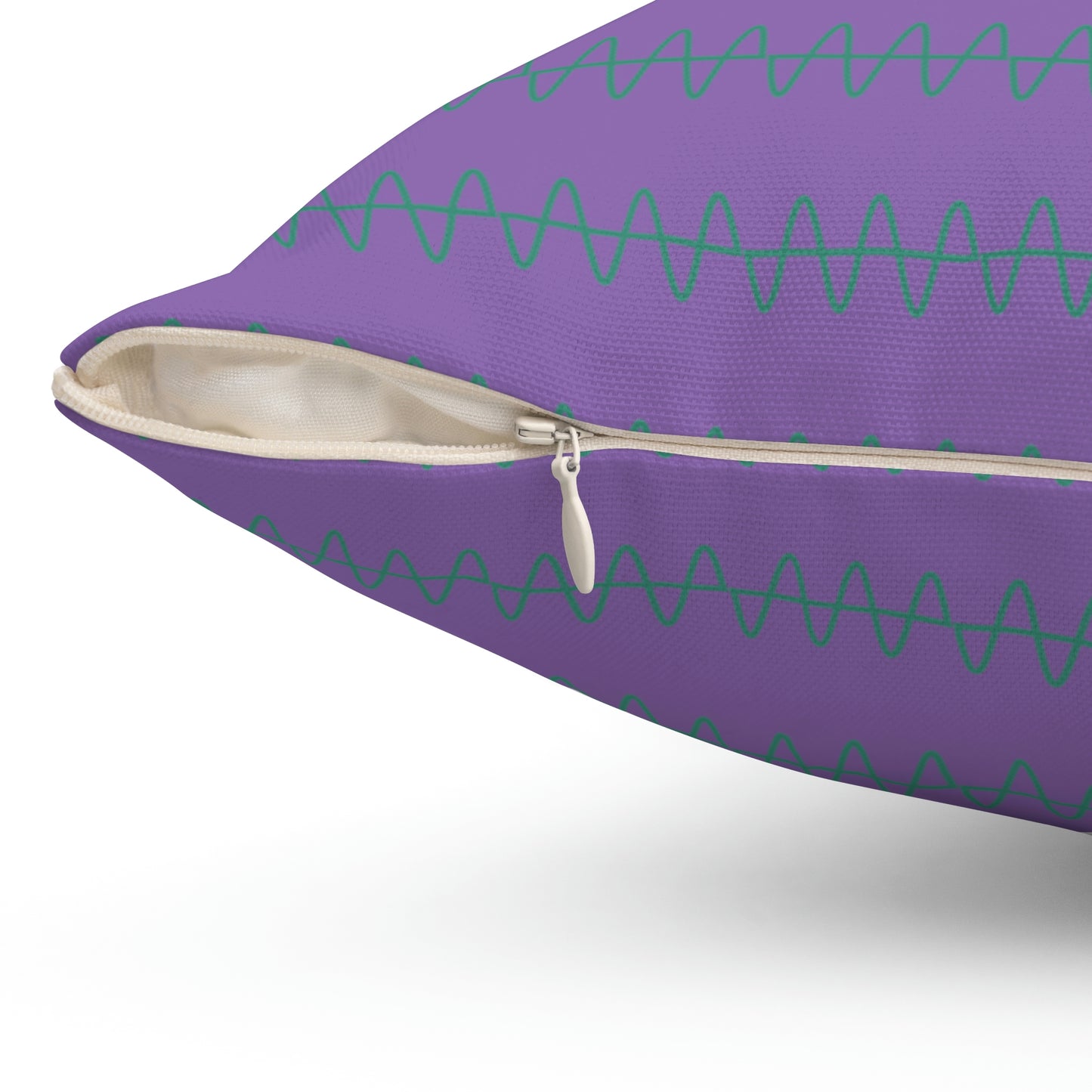 Spun Polyester Square Pillow Case “Snake Line 2.0 on Light Purple”