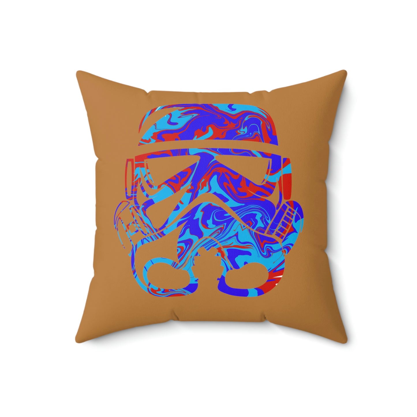 Spun Polyester Square Pillow Case ”Storm Trooper 1 on Light Brown”