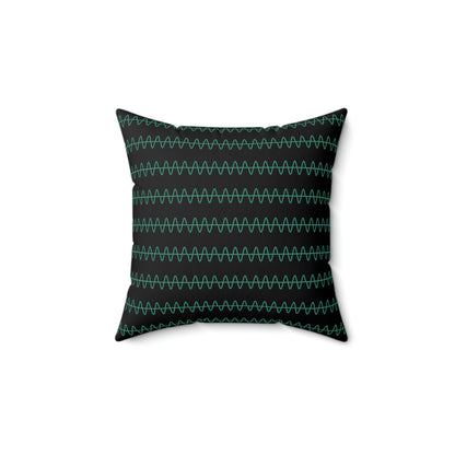 Spun Polyester Square Pillow Case “Snake Line 2.0 on Black”