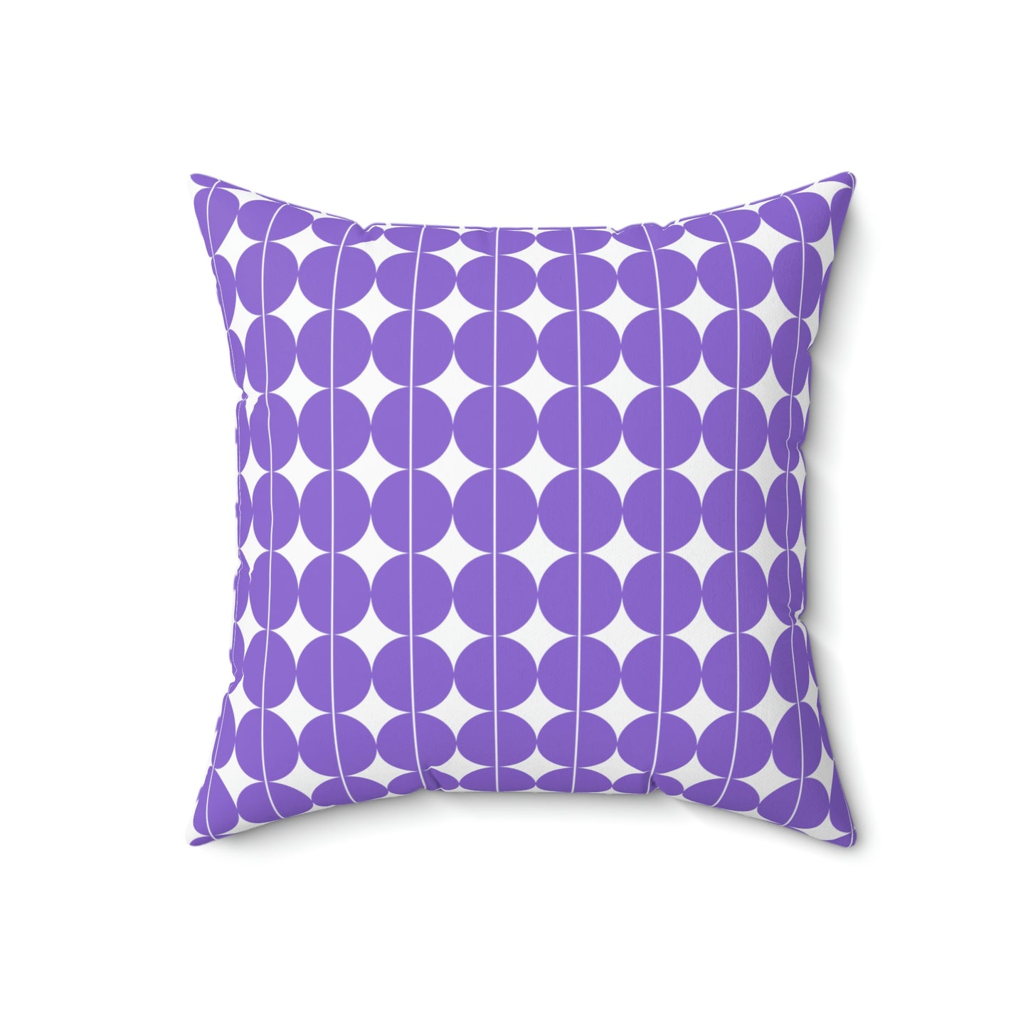 Spun Polyester Square Pillow Case "Purple Semicircle on White”