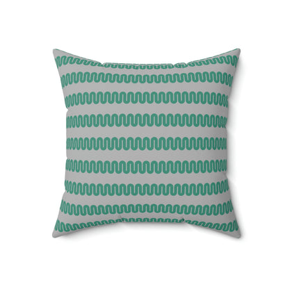 Spun Polyester Square Pillow Case “Snake Line on Light Gray”