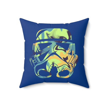 Spun Polyester Square Pillow Case ”Storm Trooper 13 on Dark Blue”