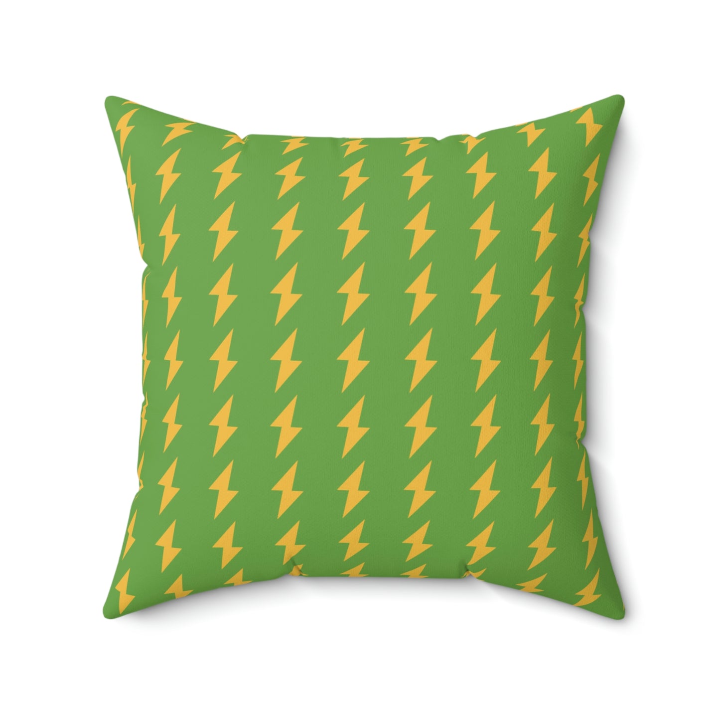 Spun Polyester Square Pillow Case “Electric Bolt on Green”