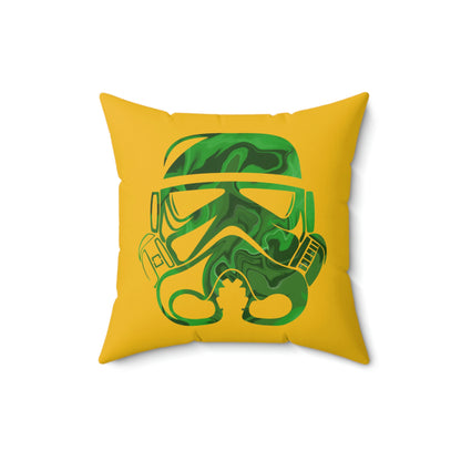 Spun Polyester Square Pillow Case ”Storm Trooper 5 on Yellow”