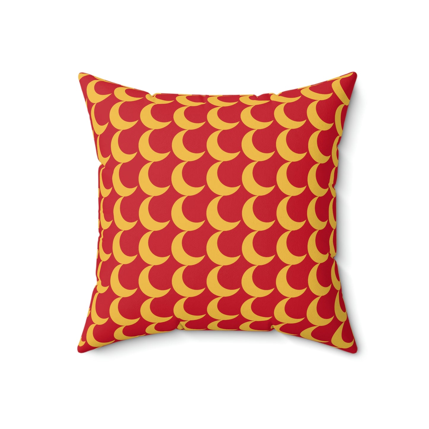 Spun Polyester Square Pillow Case “Crescent Moon on Dark Red”