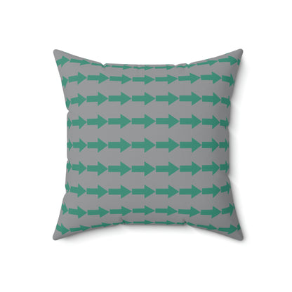 Spun Polyester Square Pillow Case "Green Arrow on Gray”