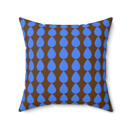 Spun Polyester Square Pillow Case ”Water Drop on Brown”