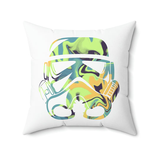 Spun Polyester Square Pillow Case ”Storm Trooper 13 on White”