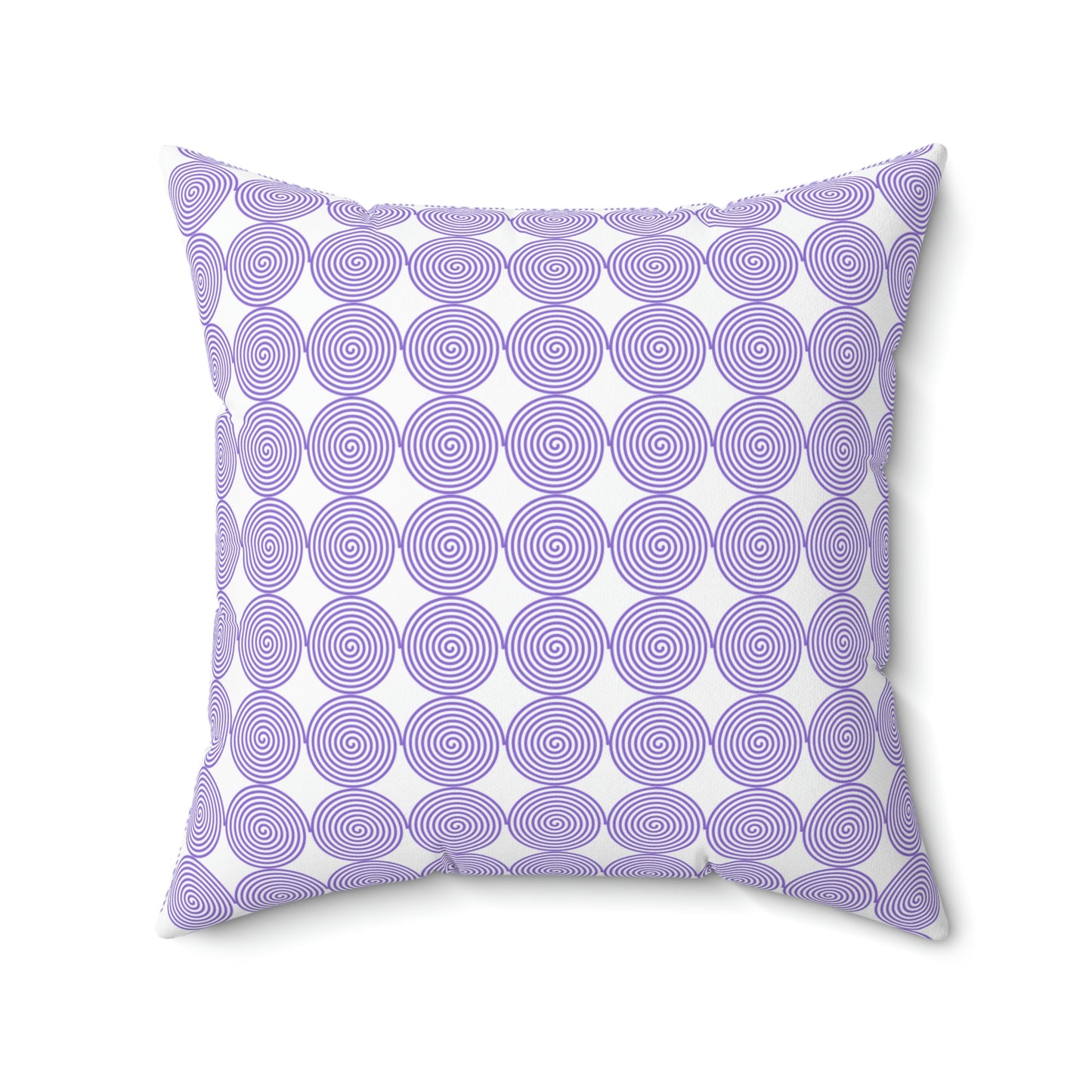 Spun Polyester Square Pillow Case ”Purple Spiral on White”