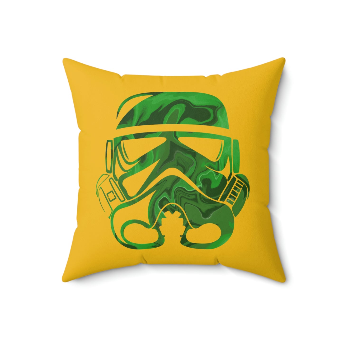 Spun Polyester Square Pillow Case ”Storm Trooper 5 on Yellow”