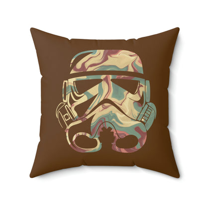Spun Polyester Square Pillow Case ”Storm Trooper 7 on Brown”