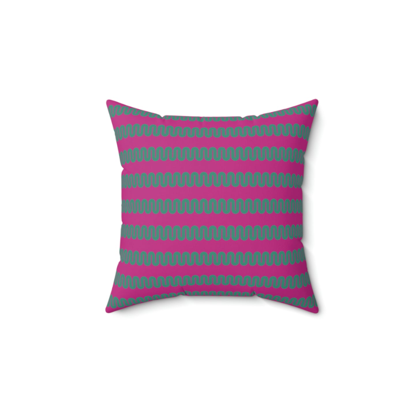 Spun Polyester Square Pillow Case “Snake Line on Pink”