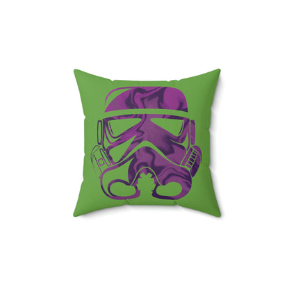 Spun Polyester Square Pillow Case ”Storm Trooper 4 on Green”
