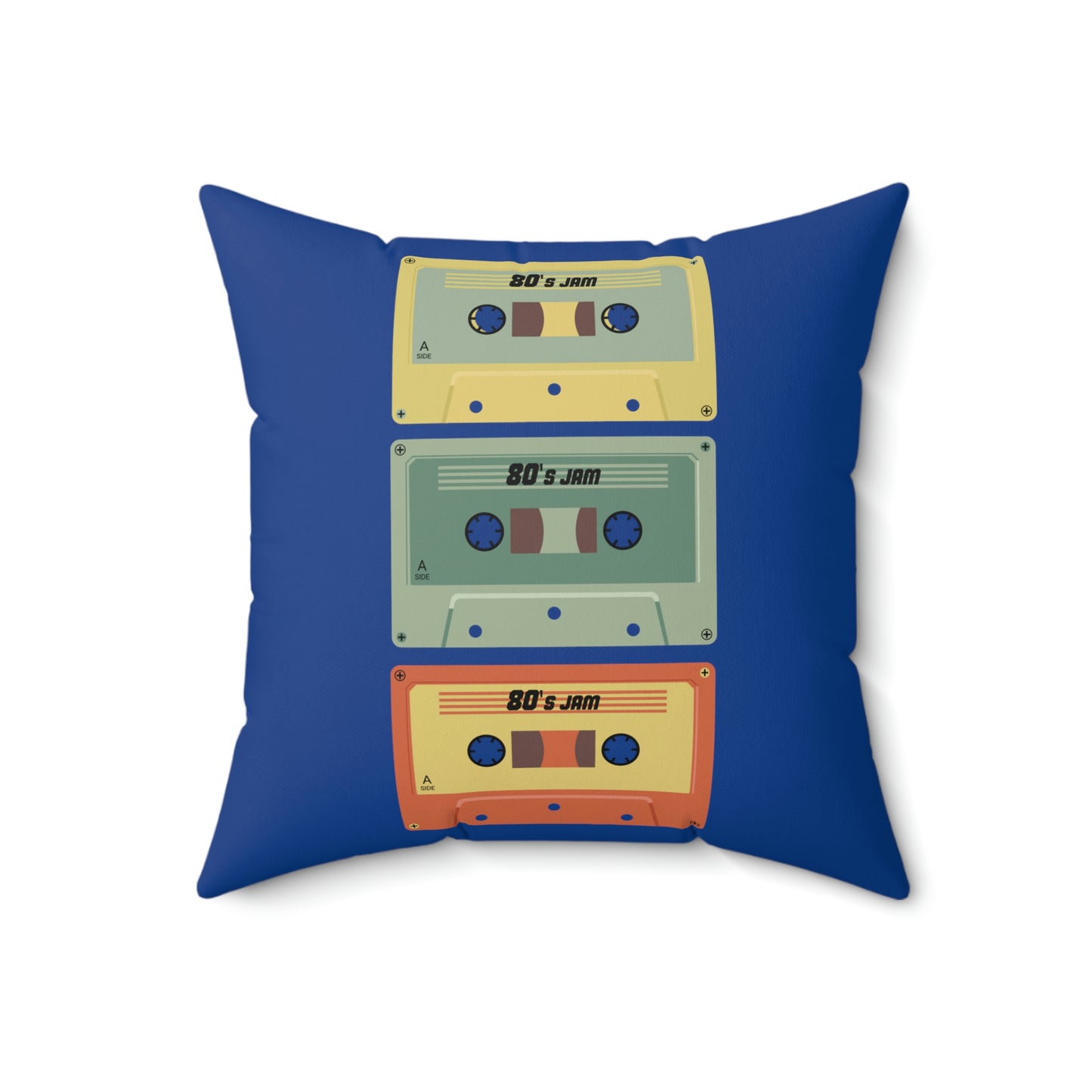 Spun Polyester Square Pillow Case "Cassettes on Dark Blue”