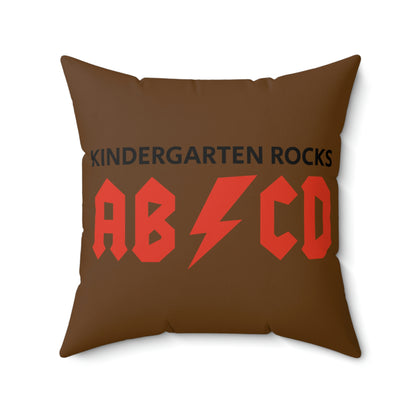 Spun Polyester Square Pillow Case “Kindergarten Rocks on Brown”