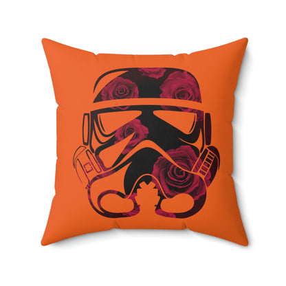 Spun Polyester Square Pillow Case ”Storm Trooper 15 on Orange”