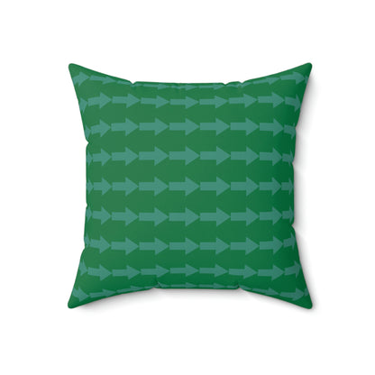 Spun Polyester Square Pillow Case "Green Arrow on Dark Green”
