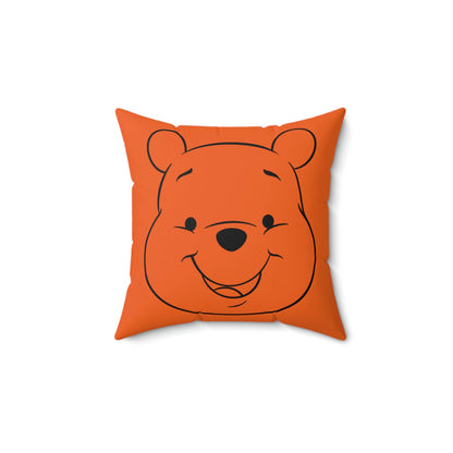 Spun Polyester Square Pillow Case “Pooh Line on Orange”