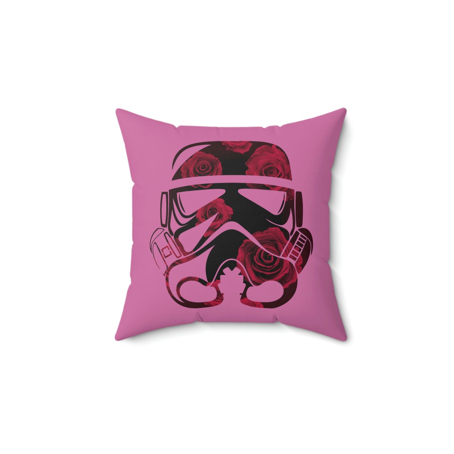 Spun Polyester Square Pillow Case ”Storm Trooper 15 on Light Pink”