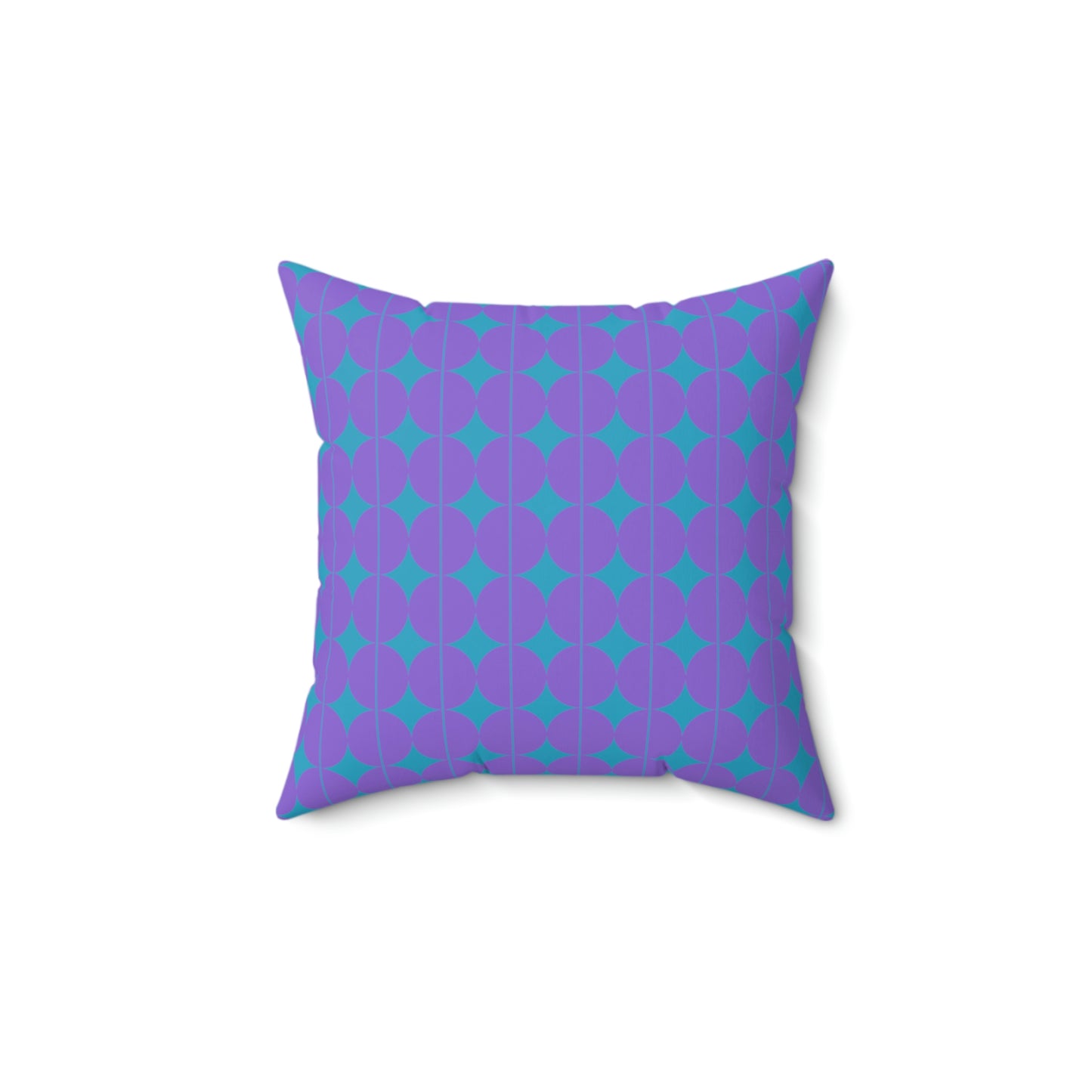 Spun Polyester Square Pillow Case "Purple Semicircle on Turquoise”