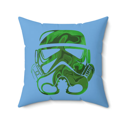 Spun Polyester Square Pillow Case ”Storm Trooper 5 on Light Blue”