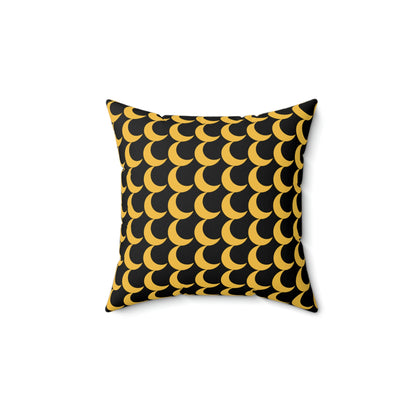 Spun Polyester Square Pillow Case “Crescent Moon on Black”