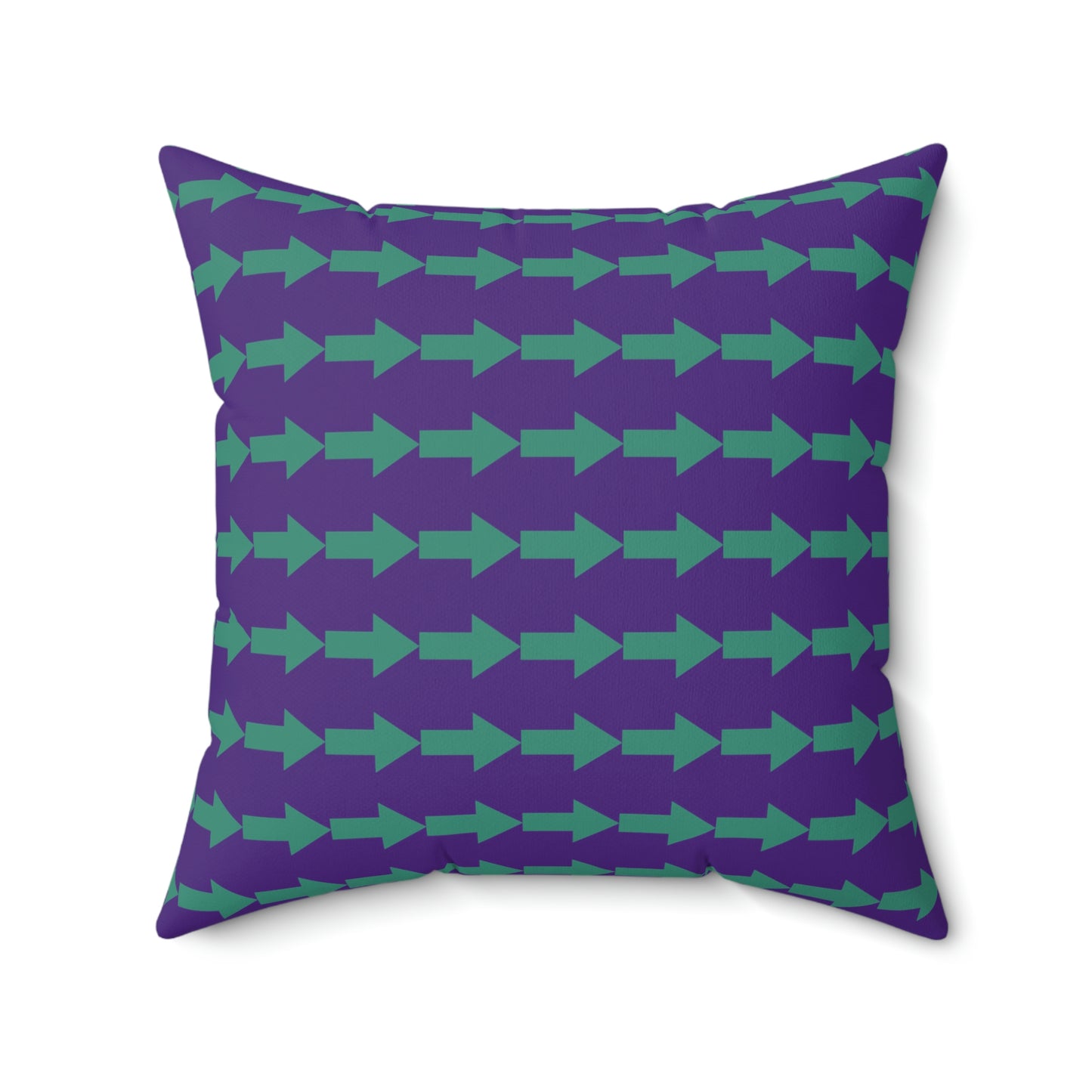 Spun Polyester Square Pillow Case "Green Arrow on Purple”