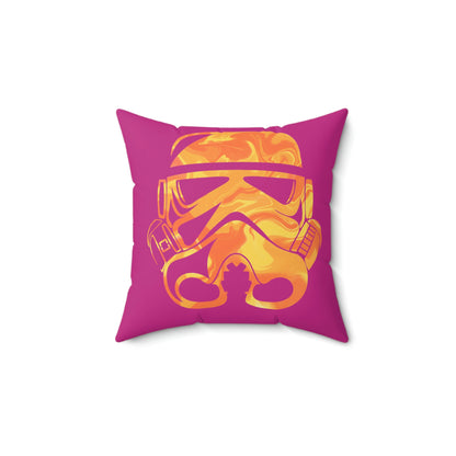 Spun Polyester Square Pillow Case ”Storm Trooper 3 on Pink”