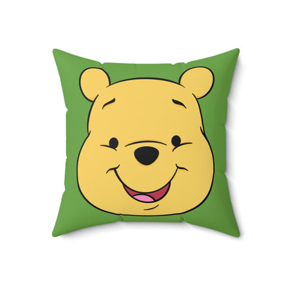 Spun Polyester Square Pillow Case “Pooh on Green”