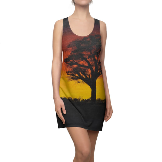 Women's Cut & Sew Racerback Dress "Shadow Tree Sunset"