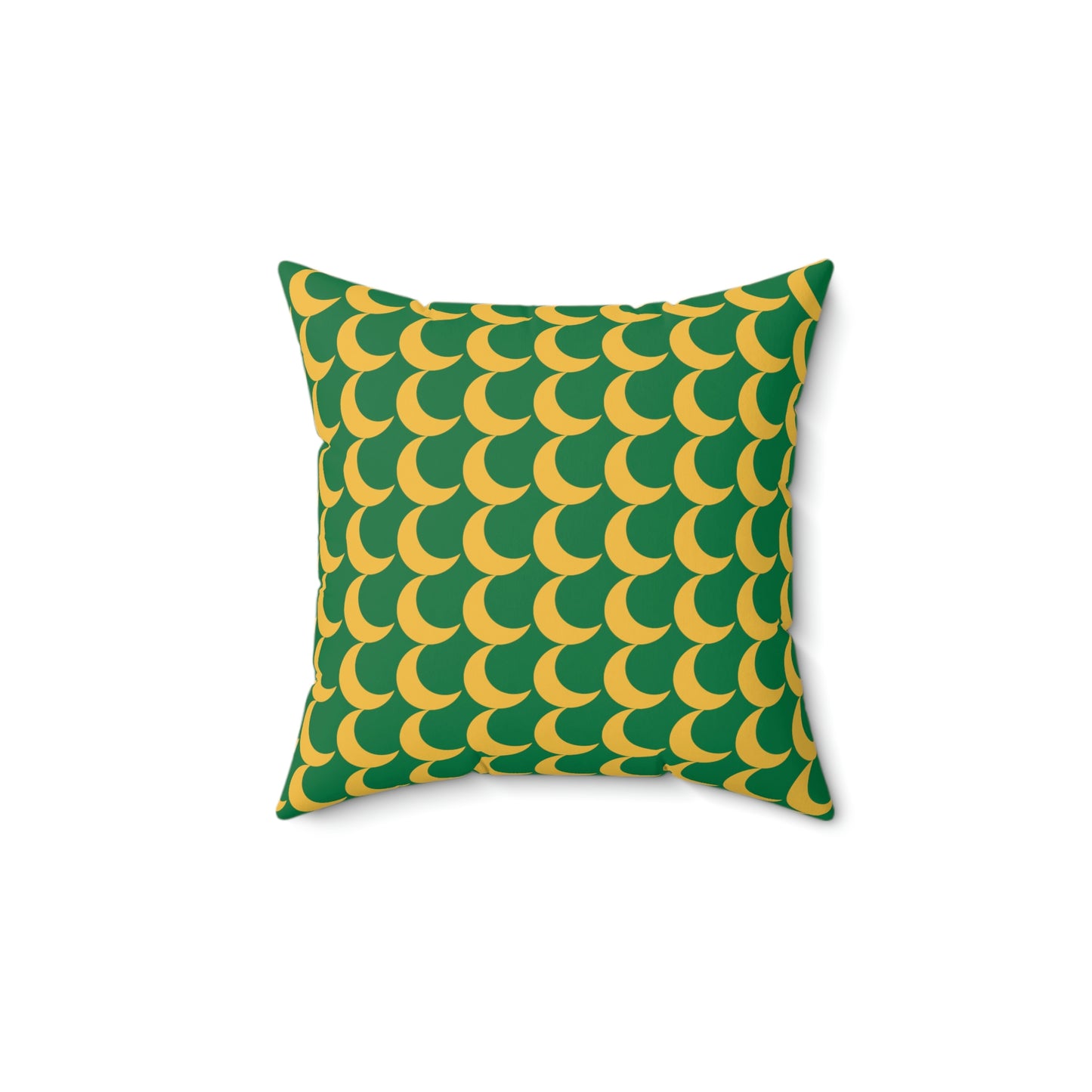 Spun Polyester Square Pillow Case “Crescent Moon on Dark Green”
