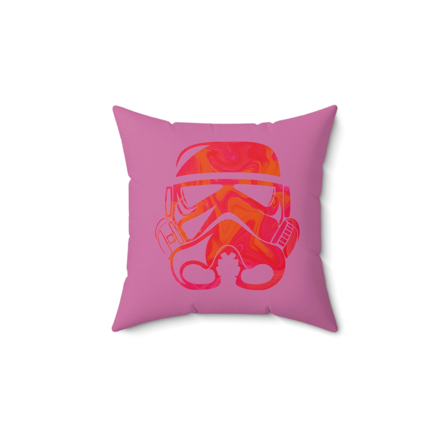 Spun Polyester Square Pillow Case ”Storm Trooper 9 on Light Pink”