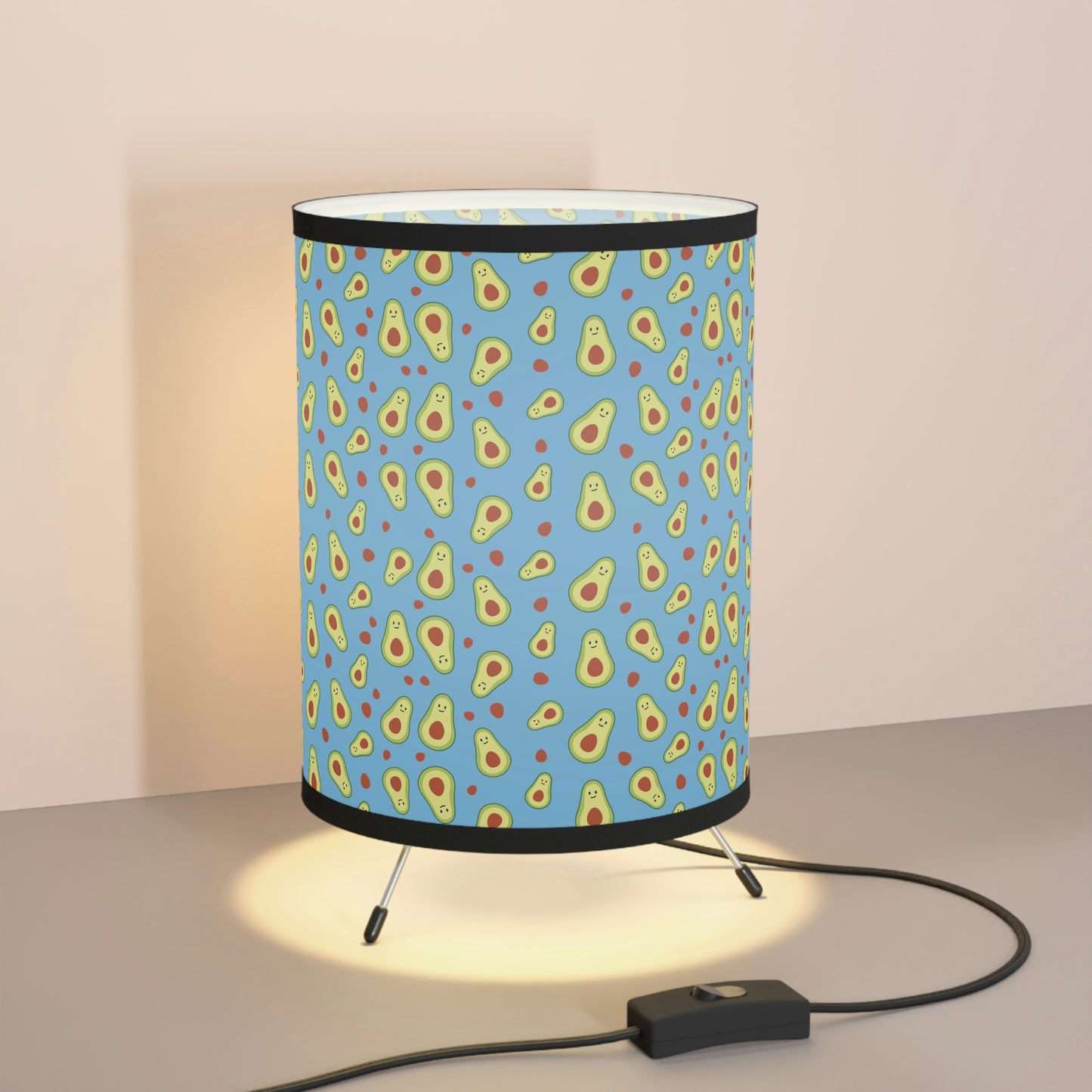 Tripod Lamp with High-Res Printed Shade, US\CA plug “Avocado Pattern”
