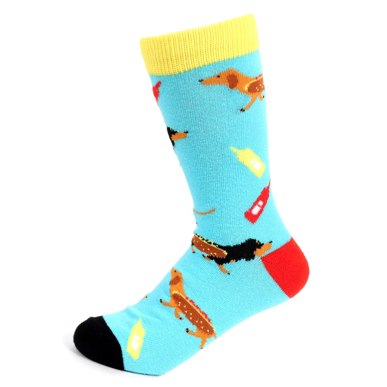 MashasCorner.com   Women's Hotdog Novelty Socks  Add some fun to your outfit with our Novelty Socks. These socks are perfect for when you have to maintain being a professional but still have that burning desire to be fun & silly! These socks are super soft & comfy.  70% Cotton, 25% Polyester, 5% spandex Sock size: 9-11 Shoe size: 4-10 Machine wash, tumble dry low Imported