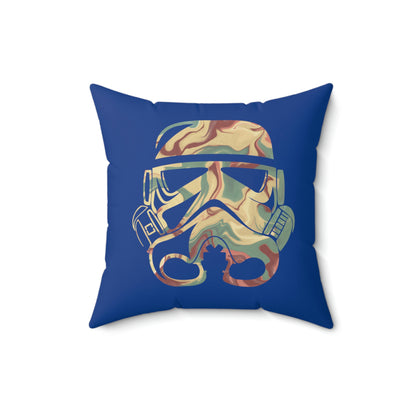 Spun Polyester Square Pillow Case ”Storm Trooper 7 on Dark Blue”