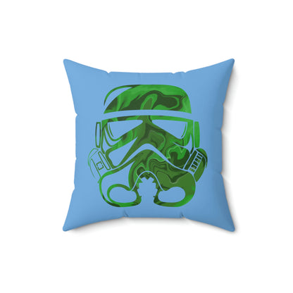 Spun Polyester Square Pillow Case ”Storm Trooper 5 on Light Blue”