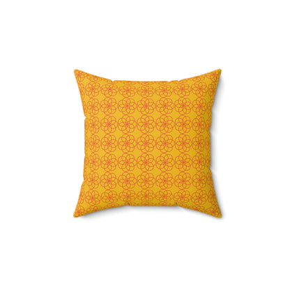 Spun Polyester Square Pillow Case “Spiral Circles on Yellow”