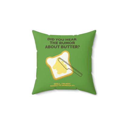 Spun Polyester Square Pillow Case "Butter Humor on Green”