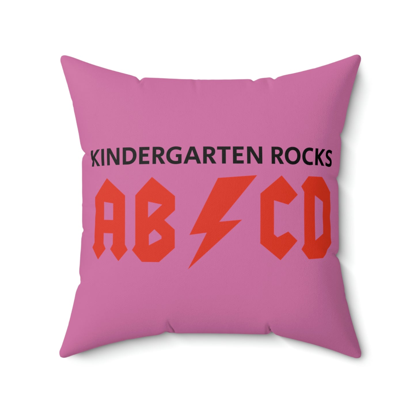 Spun Polyester Square Pillow Case “Kindergarten Rocks on Light Pink”