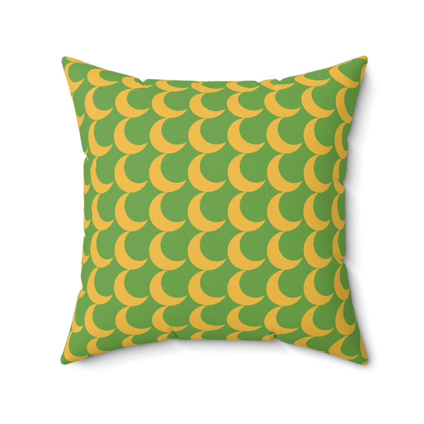 Spun Polyester Square Pillow Case “Crescent Moon on Green”