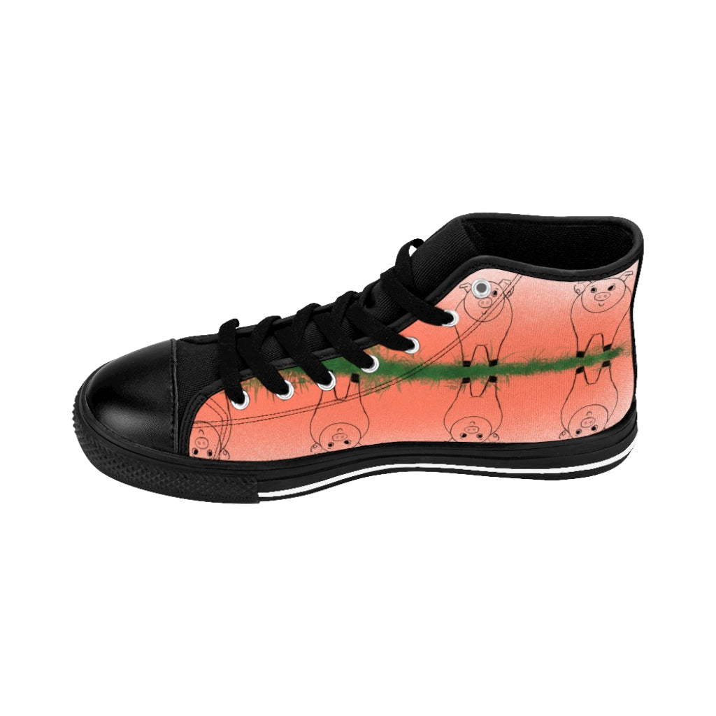 Women's High-top Sneakers  "Piggies at the Pond"