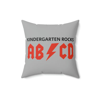 Spun Polyester Square Pillow Case “Kindergarten Rocks on Light Gray”