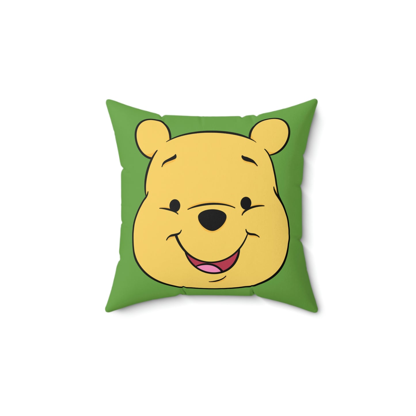 Spun Polyester Square Pillow Case “Pooh on Green”