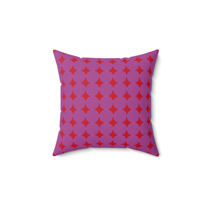 Spun Polyester Square Pillow Case ”Purple Spiral on Dark Red”